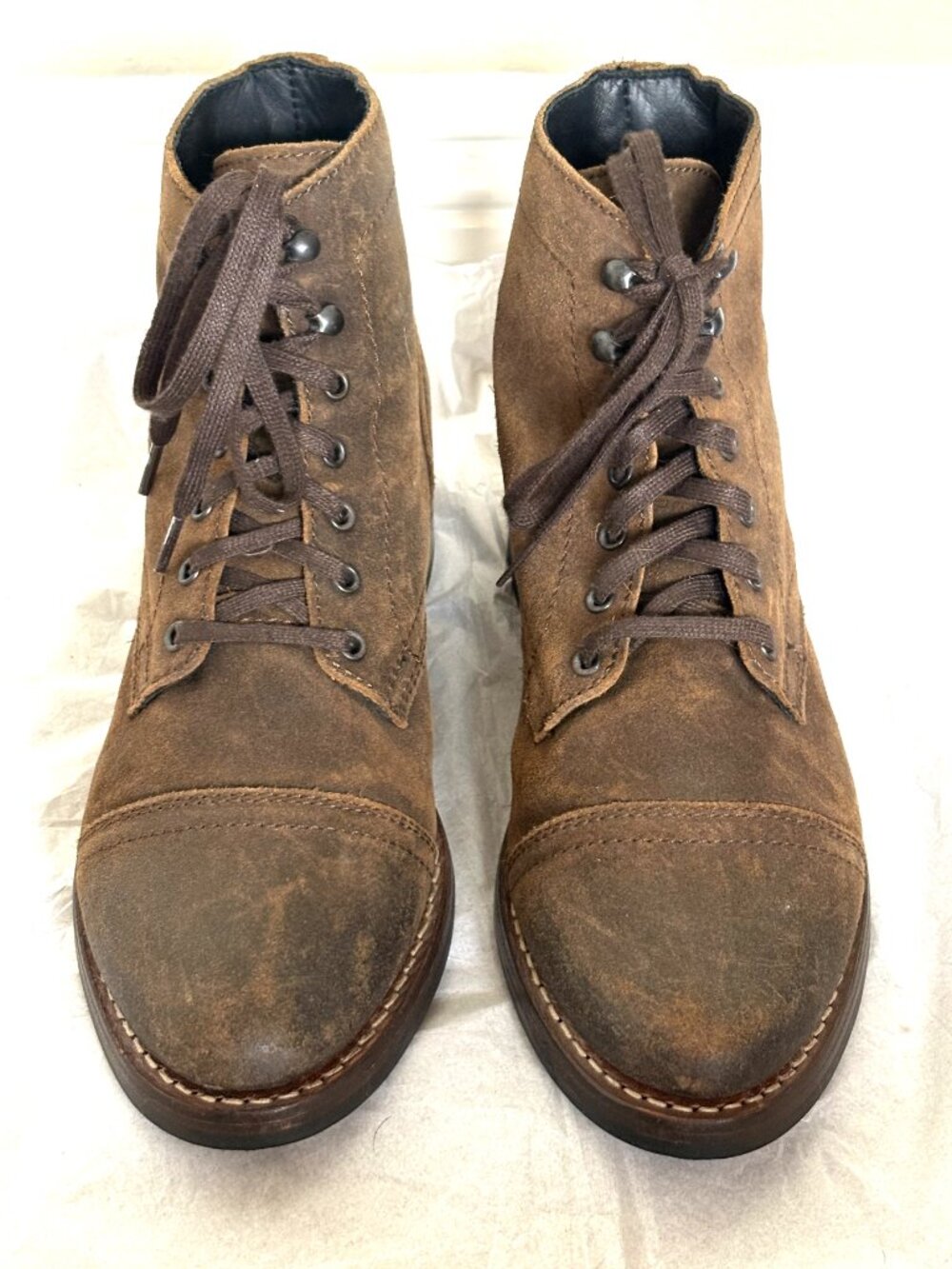THURSDAY BOOT Co. 'CAPTAIN' TOBACCO BROWN LACE-UP ANKLE BOOTS SIZE: 10.5